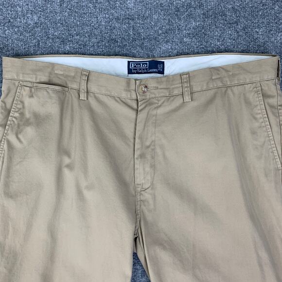 Polo Ralph Lauren Pants Mens 38 Beige Chino Cotton Straight Flat Front Pockets - Picture 3 of 12